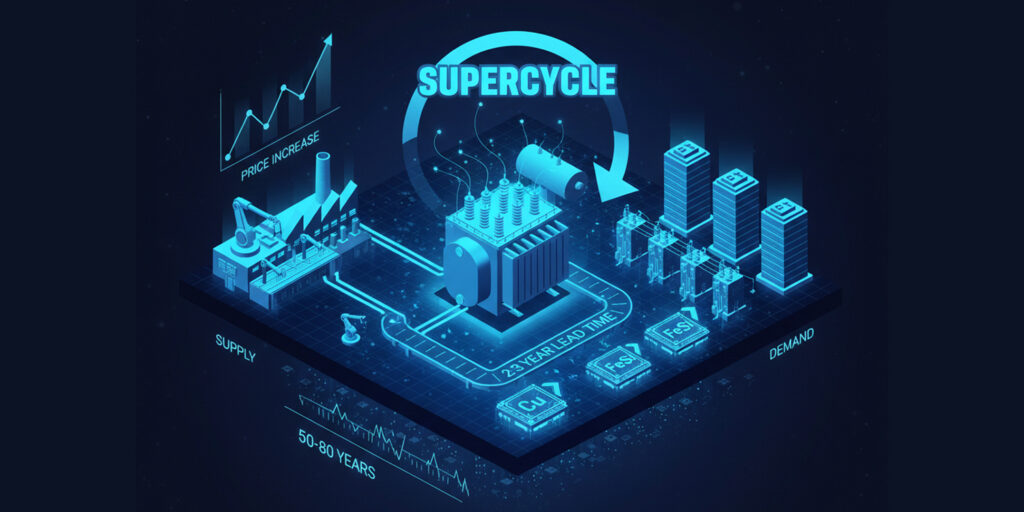 변압기 관련주, 전선주 전망, 전력 인프라 슈퍼 사이클, AI 데이터센터 전력 수요, HD현대일렉트릭 수주, 효성중공업 멤피스 공장, LS에코에너지 희토류, 초고압 변압기 리드타임, HVDC 관련주 분석, 구리 가격 전선주 영향, 미국 전력망 노후화, 765kV 변압기, 북미 전력 기기 점유율, K-전력주 실적, LS전선 해저케이블, 초고압 직류송전 원리, 전력 설비 투자 전략, AI 인프라 수혜주, 전기강판 수급, 변압기 쇼티지, 에너지 안보 관련주, 전력 현대화 법안, 미국 데이터센터 클러스터, 에너지 효율 변압기, 송배전 관련주, 전력기기 대장주, 전력 인프라 ETF, 재생에너지 그리드 통합, 스마트 그리드 관련주, VSC HVDC 기술, 버스덕트 수혜주,