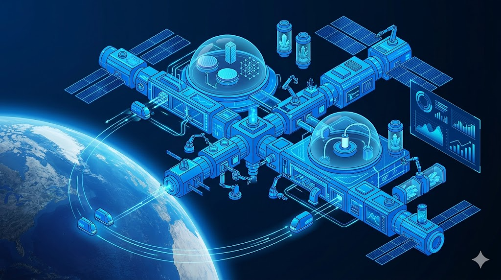 우주 제조, ISM, 반도체 투자, AI 주식, 궤도 경제, 미세중력, 질화갈륨, 탄화규소, 레드와이어, 바르다 스페이스, 스페이스 포지, 핀피커, 우주 데이터 센터, 엘론 머스크 테라팹, 스타링크 AI, 우주 테마주, ETF 투자, 나스닥 우주, 2026 주식 전망, 차세대 반도체, ZBLAN 광섬유, 단백질 결정화, 우주 제약, 재진입 기술, 스페이스X IPO, 우주 쓰레기 리스크, 궤도 컴퓨팅, 엣지 AI, 고부가가치 소재, 미래 기술 투자, 지구 저궤도(LEO), 국제우주정거장(ISS), 텍사스 오스틴, 큐브샛, 스타십, 나사(NASA),